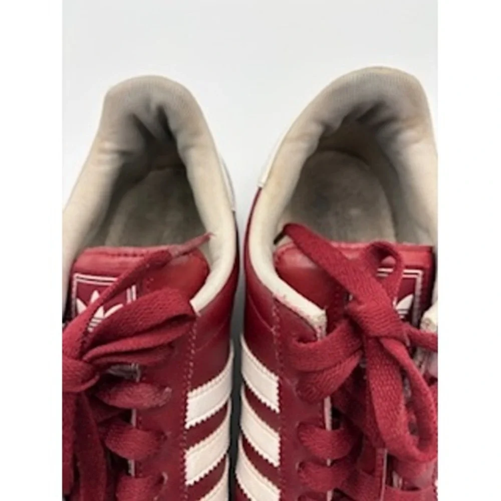 ADIDAS Samoa Size 9.5 Burgundy Maroon White Leather Low Top Sneakers Retro